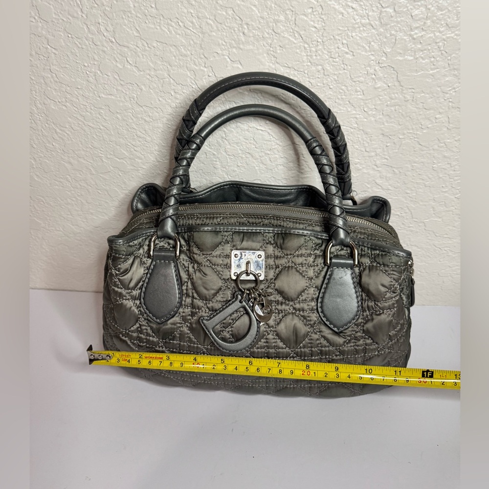 Christian Dior Vintage Iconic Cannage Lady Boston Bag in Metallic Grey - Picture 2 of 16